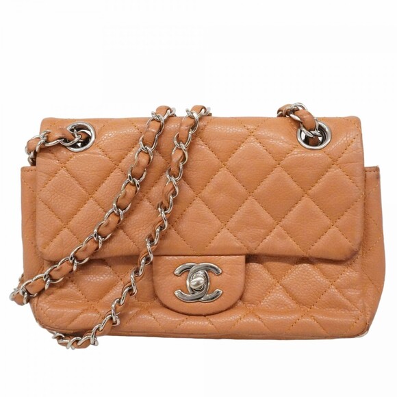 CHANEL Handbags - CHANEL Brown Caviar Leather Shoulder Bag